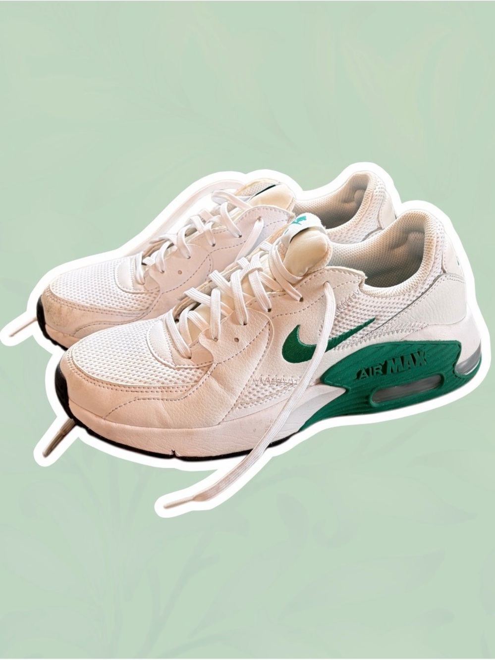 Nike White Sneakers with Green Accents